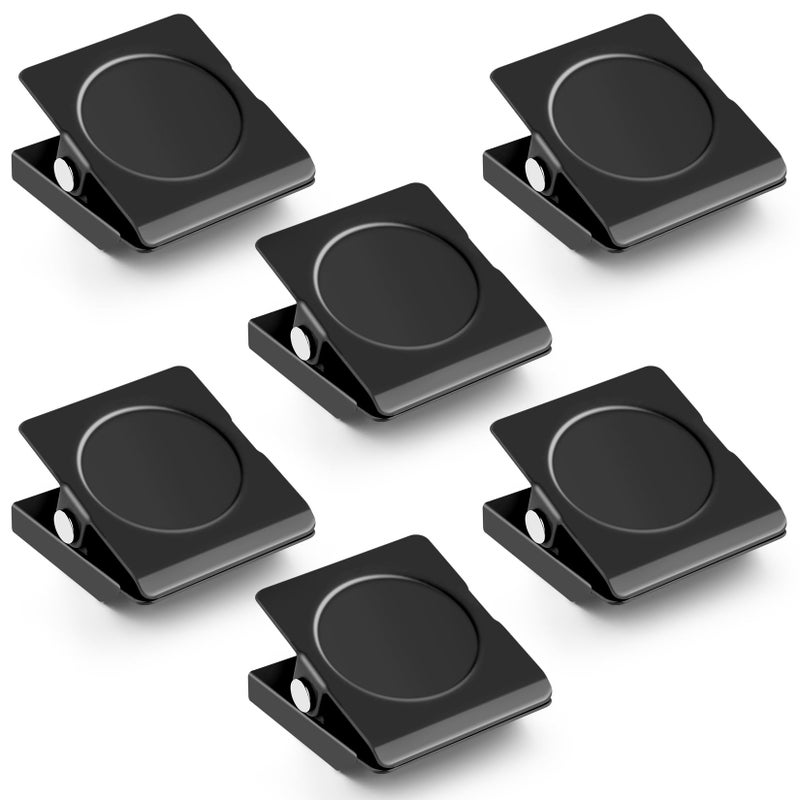 Grtard 6 Pck Magnetic Clips Heavy Duty  Fridge Magnets Clips  Strong Magnets for Whiteboard  Refrigerator  Home  School  Office (Black)